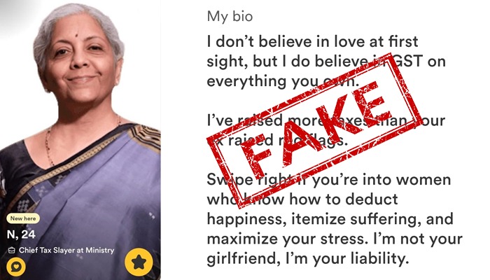 Fake Nirmala Sitharaman Bumble Profile Goes Viral Sparking Laughter mrq