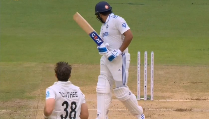 watch video tim southee bowled rohit sharma in bengaluru test