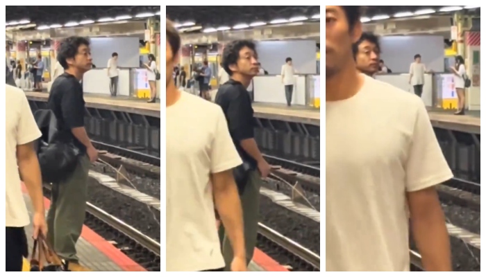 video of a man urinates on metro track while waiting for train went viral in social media 