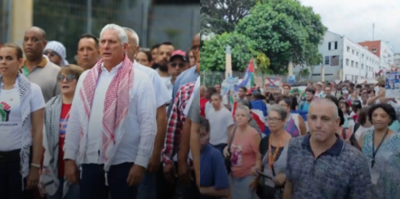 Cuban president leads pro Palestinian march thousands participated in Havana