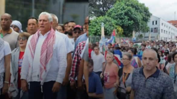 Cuban president leads pro Palestinian march thousands participated in Havana