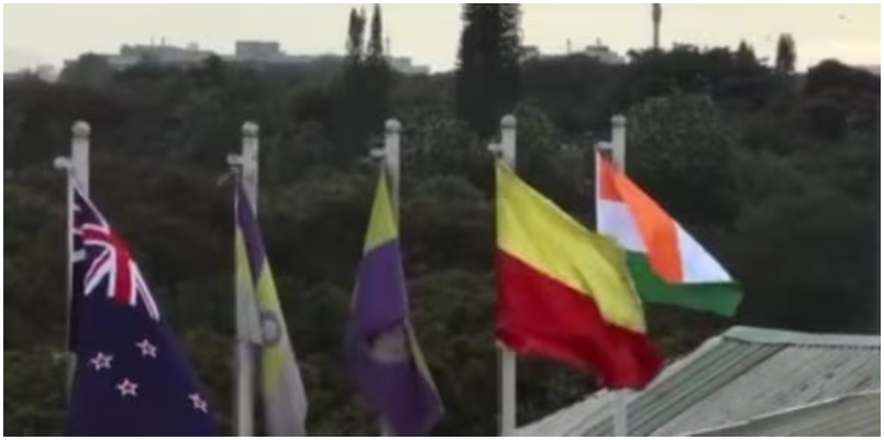 Another flag along with India and New Zealand flags at Chinnaswamy stadium