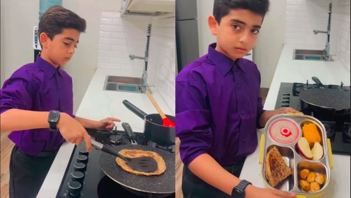 Little boy prepared his own lunchbox cooking video viral