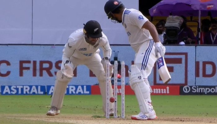 Rohit Sharma in disbelief after unlucky bowled dismissal against Ajaz Patel in Bengaluru Test