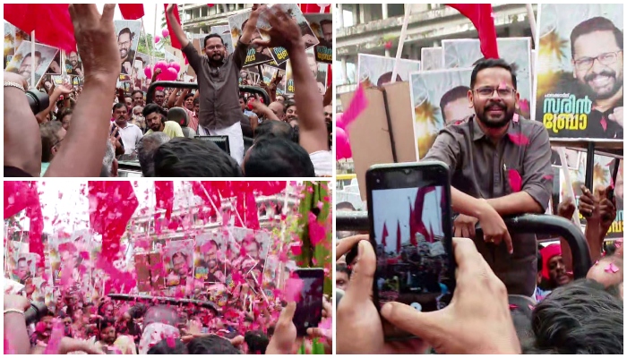 sarin bro left candidate p sarin road show in palakkad 