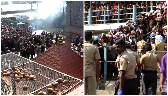 Pilgrims of sabarimala waited 8 hours in sannidhanam Pilgrims crisis due to police shortage