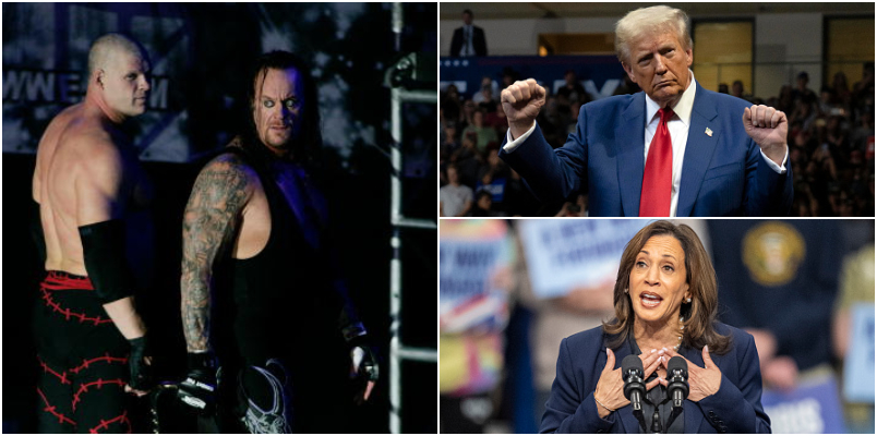 Donald Trump receives endorsement of WWE legends The Undertaker and Kane and mock Kamala Harris