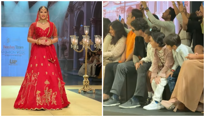 Sunny Leone stuns as a bride on the ramp, but her kids steal the show with their cheers [WATCH] RTM