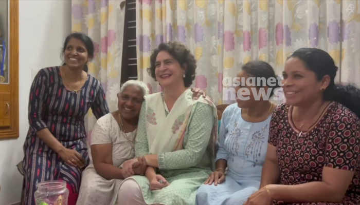 Priyanka Gandhi unexpected visit to Thresya's home in Wayanad Byelection 2024