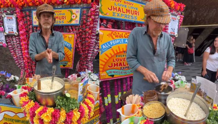 man selling Jhalmuri in London video 