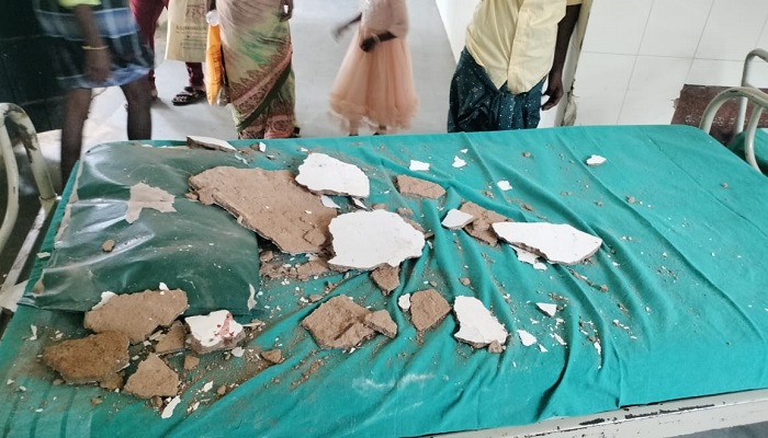 Patient Injured due to Cement collapse of the roof of the Chitradurga district hospital grg 