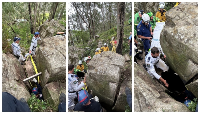 young woman who was trapped upside down in a cliff was rescued after seven hours