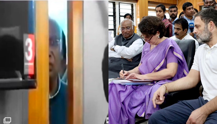 Row erupts over Mallikarjun Kharges video during Priyanka Gandhis nomination filing san