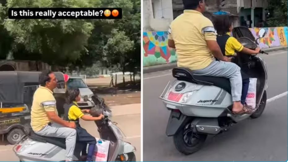 little girl rides scooter video viral netizens slams father 