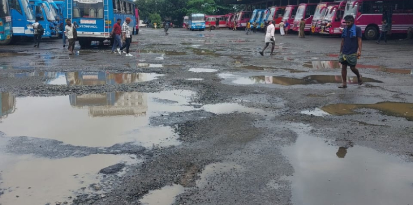 Private buses arriving at Thrissur Sakthan Bus Stand are on strike today