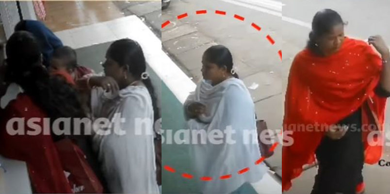 two young women stole gold chain from 1 year old girl child in taliparamba caught by medical shop cctv 