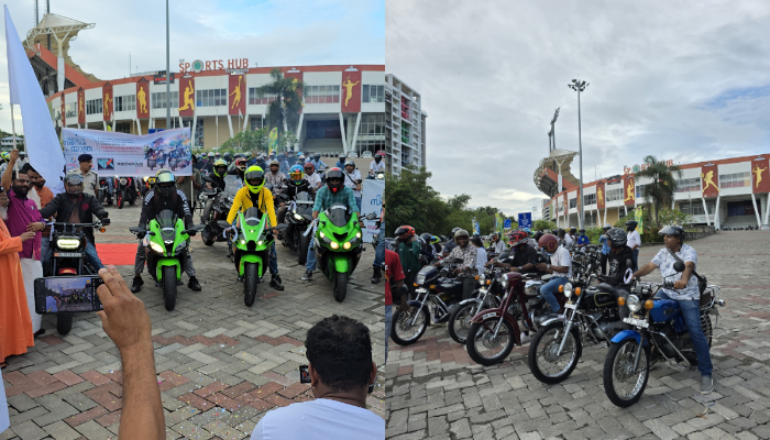 Kadakampally Surendran MLA flag off shanti Sandesa yatra super bike rally on international day of peace to Santhigiri from Technopark