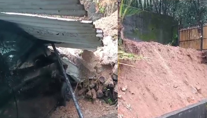 kerala rain havoc latest rain alert heavy rain in trivandrum control room opened wall fell and the vehicles were buried under the ground 