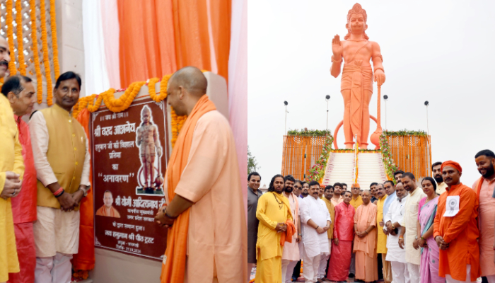 CM Yogi unveils 51-foot Lord Hanuman statue in Harhua, performs darshan and puja at Hanuman temple dmn