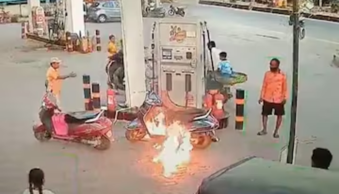 Hyderabad SHOCKER! Drunk man ignites fire at petrol pump after 'dare' (WATCH) gcw