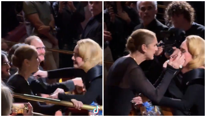 Adele Celine Dion share an emotional reunion on stage in Las Vegas [WATCH] ATG