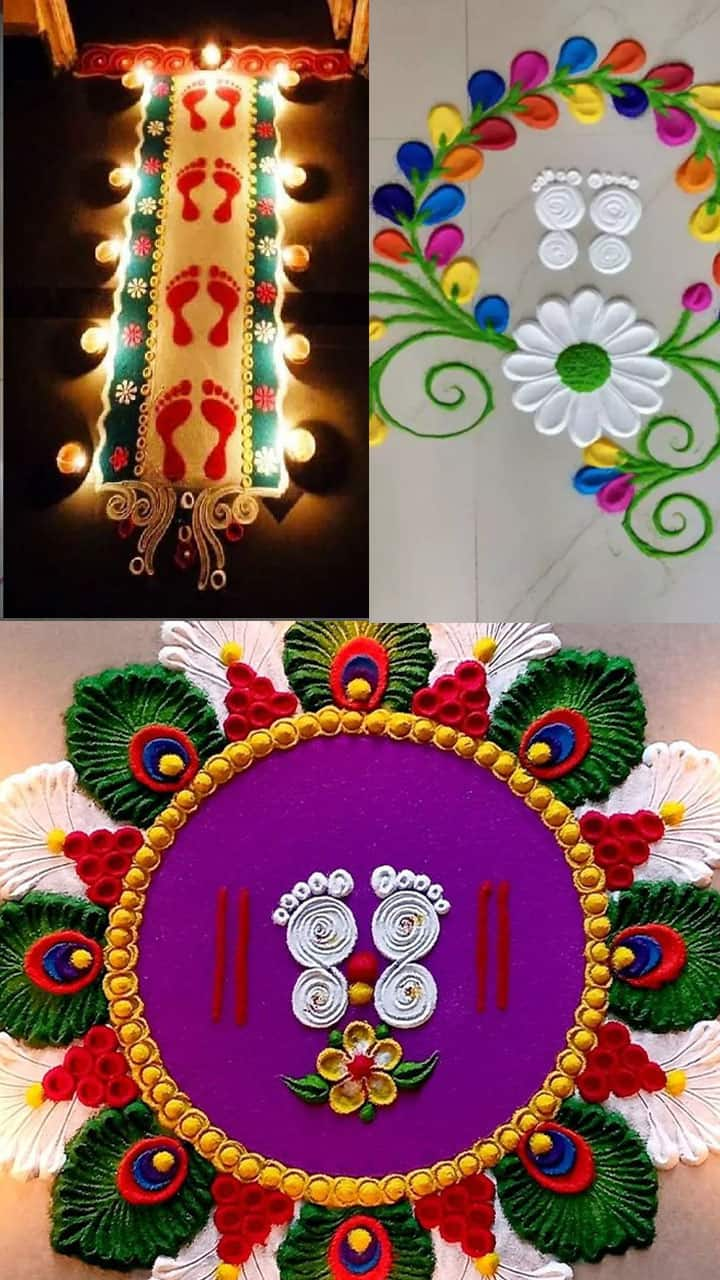 Lakshmi devi Foot Rangoli Designs for Diwali mma