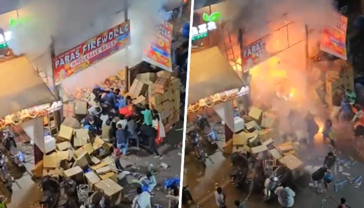 Massive fire breaks out in illegal Hyderabad firecracker shop, residents evacuated (WATCH)