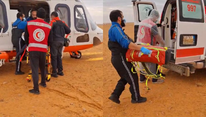 saudi red crescent rescued expat injured and fell down in desert 