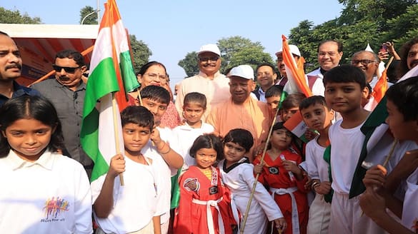 CM Yogi Flags Off Run for Unity on Sardar Patel 150th Birth Anniversary mrq