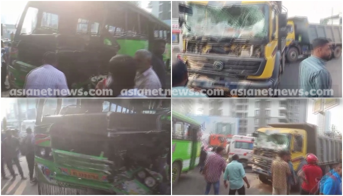 Kakkanad torus lorry and bus collide accident fitness bus and the drivers license were suspended