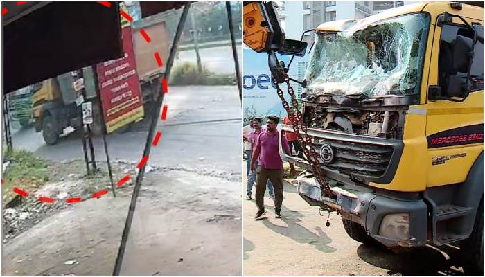 private bus hit torus lorry accident in kakkanad one death