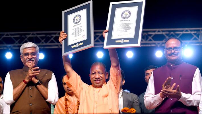 Ayodhya Deepotsav 2024 CM Yogi Adityanath Lights Diyas at Ram Mandir AKP