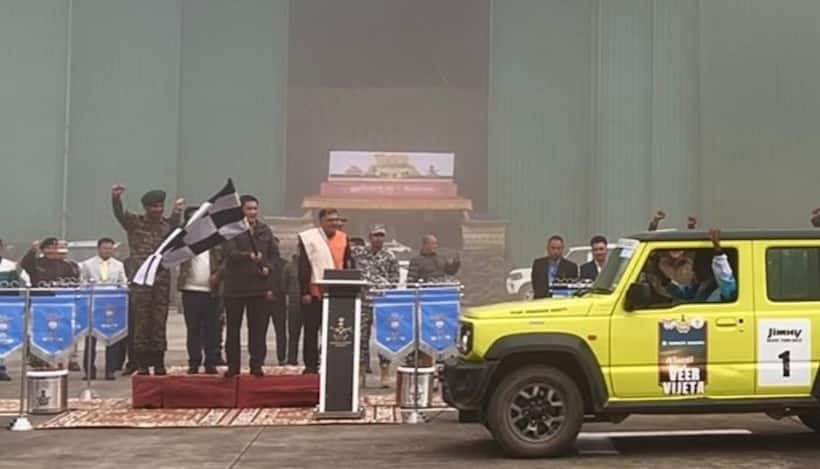 Arunachal Pradesh CM Pema Khandu flags in IAF-UWM car rally at Tawang
