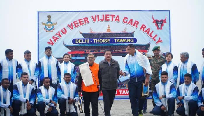 Arunachal Pradesh CM Honors IAF Veterans at Tawang Car Rally Finish Line vel