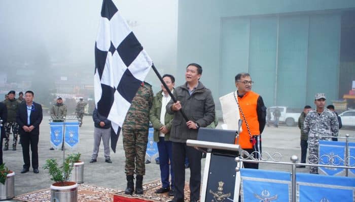 Arunachal Pradesh CM Honors IAF Veterans at Tawang Car Rally Finish Line vel