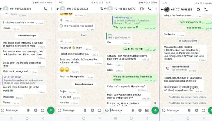 Noida woman HR Harshita Mishra shares text screenshots from rejected candidates 