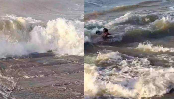 two girls almost washed away in tide shocking video went viral 