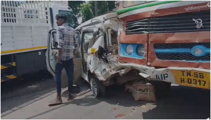 national permit lorry and car vehicles accident 15 injured in neyyattinkara poovar