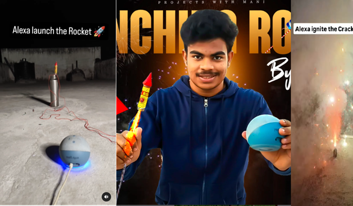 Hhitec diwali celebration Odisha Man launch firecracker rocket with help of alexa ckm