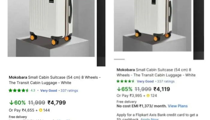 Same product but different price in android and iphone user shares screenshot