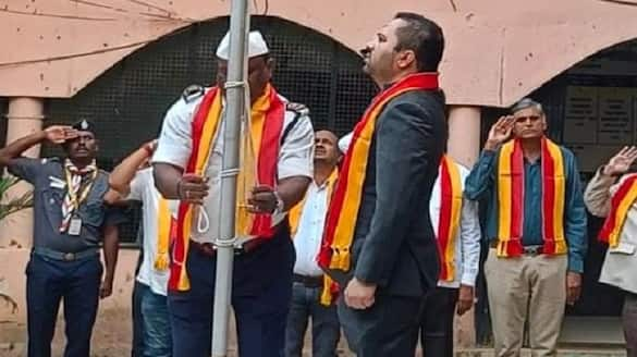 ZP CEO Girish Badole insulted the national flag during the Kannada Rajyotsava in Bidar grg 