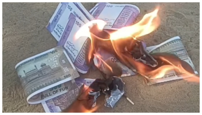 Social media in search of the truth of the video of Rs 100 and Rs 500 notes burnt 