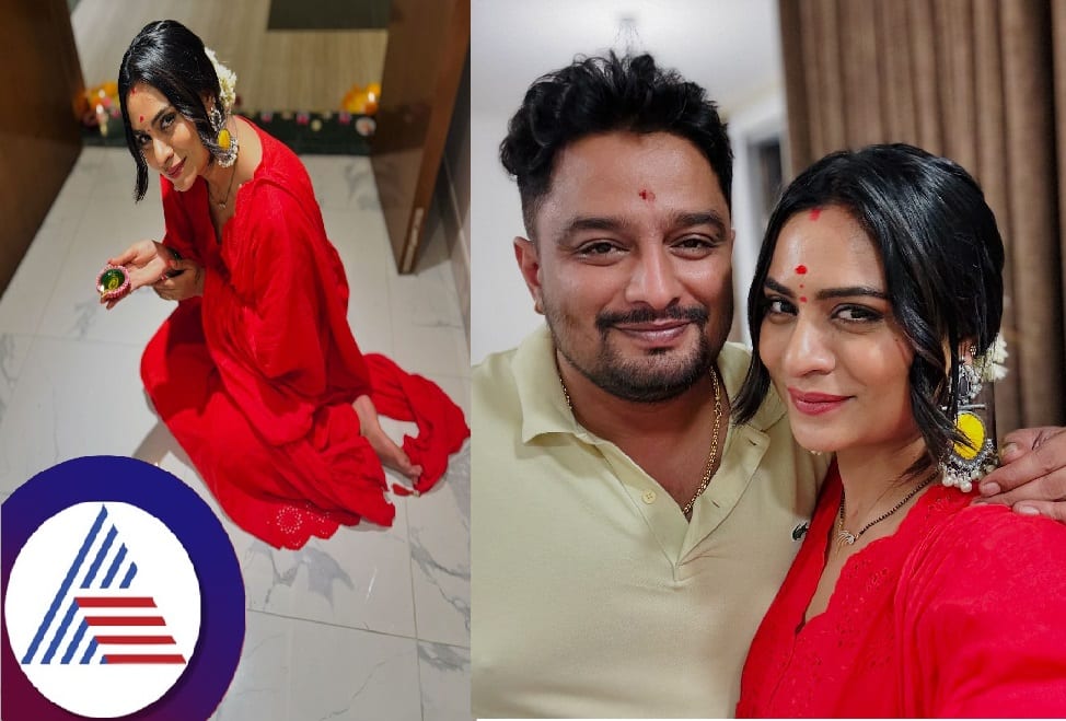 Deepika Das celebrates first Deepavali after marriage with husband pav