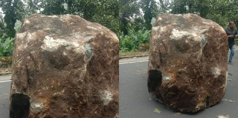 Heavy rain in idukki huge rock-fallen to kottayam erattupetta vagamon road