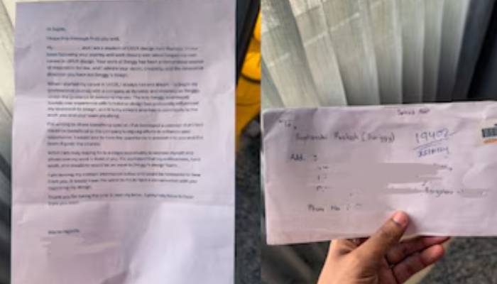 man send physical job application letter to swiggy Assistant Vice President of Design Saptarshi Prakash shares