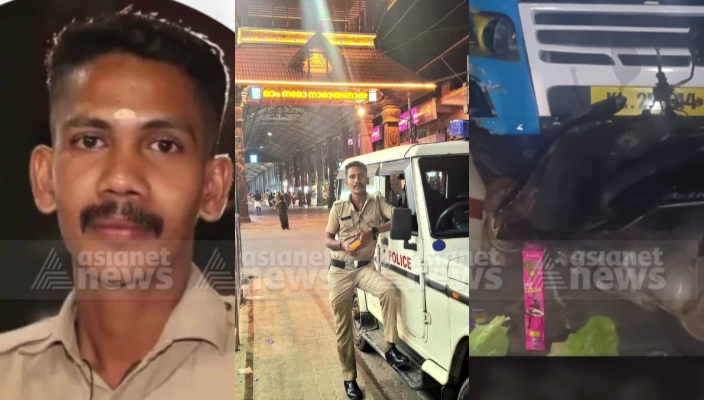 private bus scooter accident in trivandrum police officer died 