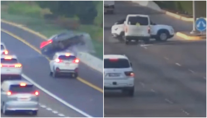 abu dhabi police shares video clip of road accident after car took sudden lane change 