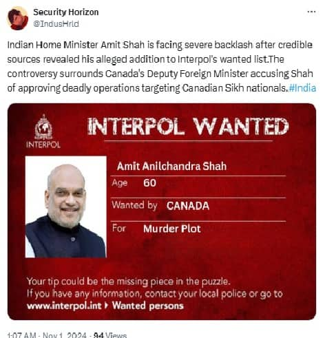 Fact Check: Is HM Amit Shah on Interpol's wanted list? Pakistanis' big lie amid Canada allegations exposed snt