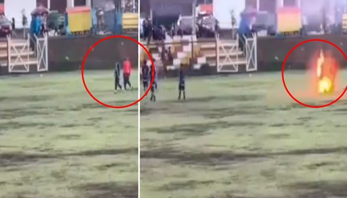 Lightning strikes football player mid match leading one player death video goes viral kvn