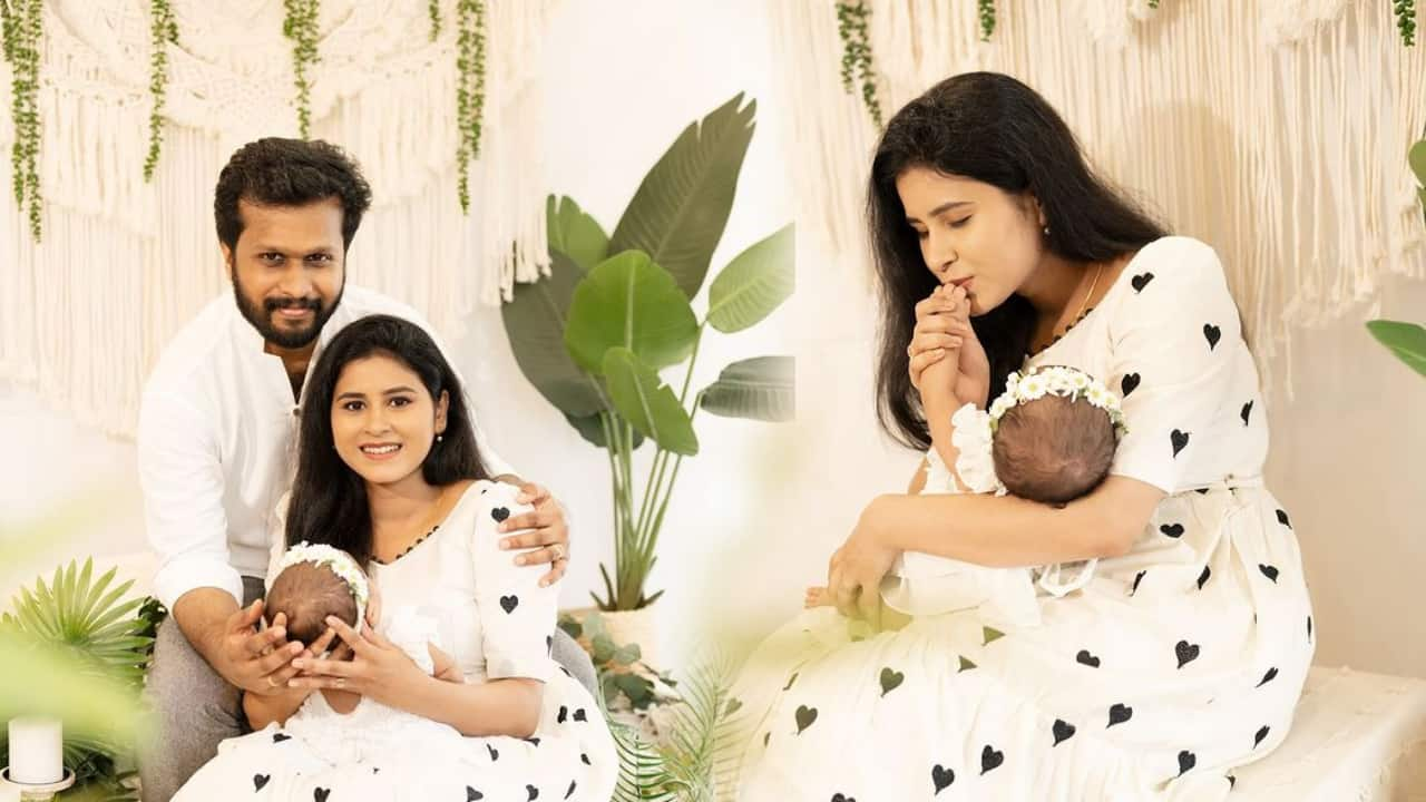 Serial Actress Rithika Tamilselvi Photoshoot with her new born baby gan